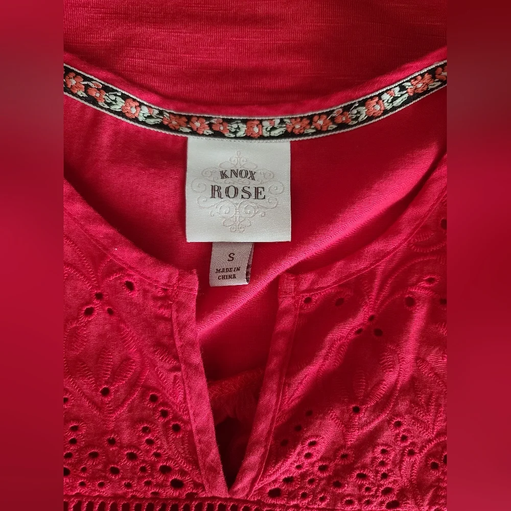 NWOT Knox Rose Red Eyelet Shirt - Picture 6 of 7
